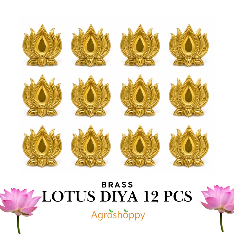 Brass Lotus Diya 12 Pieces