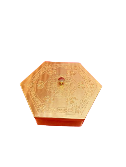 Brass Polygon Masala Box(7 Inch) Premium Matte Finish