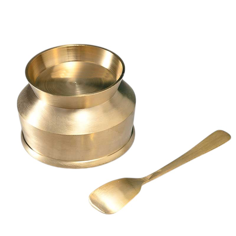 Brass Ice Cream Cup with Spoon - Premium Dessert Serving Set