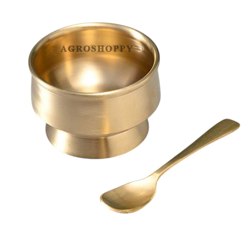 Brass Ice Cream Cup with Spoon - Premium Dessert Serving Set