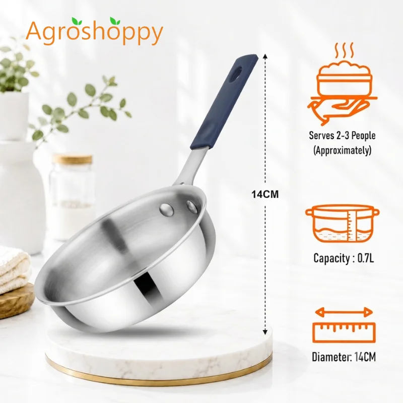 Triply Mini Fry Pan | Triply Small Fry Pan for Egg, Omelette & Snacks | Agroshoppy