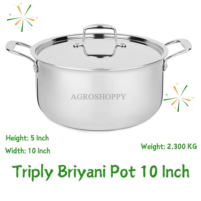 Triply Biryani Pot 10 Inch | Triply 10 Inch Fry Pan - FSO6