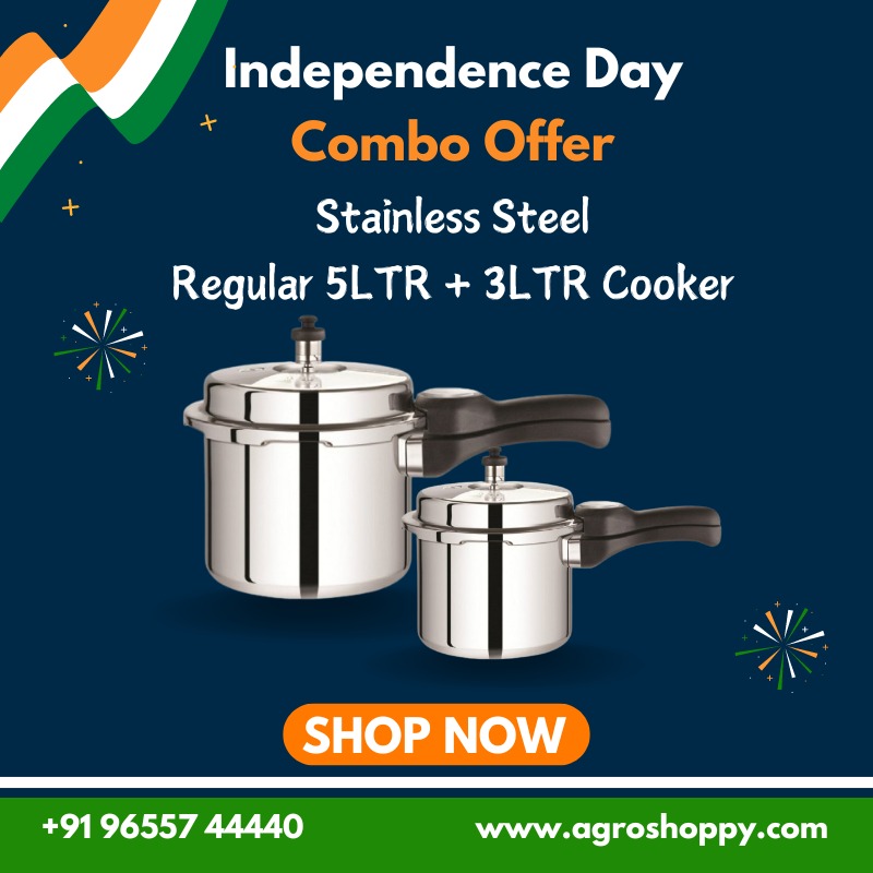 Stainless Steel Regular 5 LTR Cooker and 3LTR SS Regular Cooker ( Indepedence day Combo 1 )